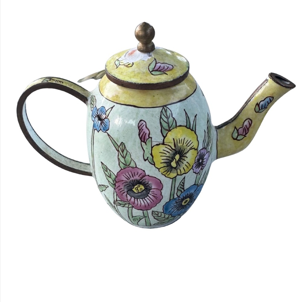 Vintage Kelvin Chen Miniature Teapot Hand-Painted Floral Design, Collector’s